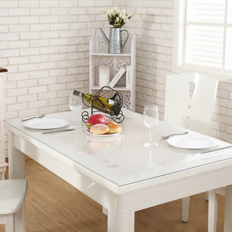 NECAUX Custom Multisize 1.5mm Thick Clear PVC Table Cover Protector - 36 x 66 Inch Table Pads for Dining Room Table Rectangular Vinyl Non-Slip Desk Pad for Coffee Table/Writing Desk - Image 4
